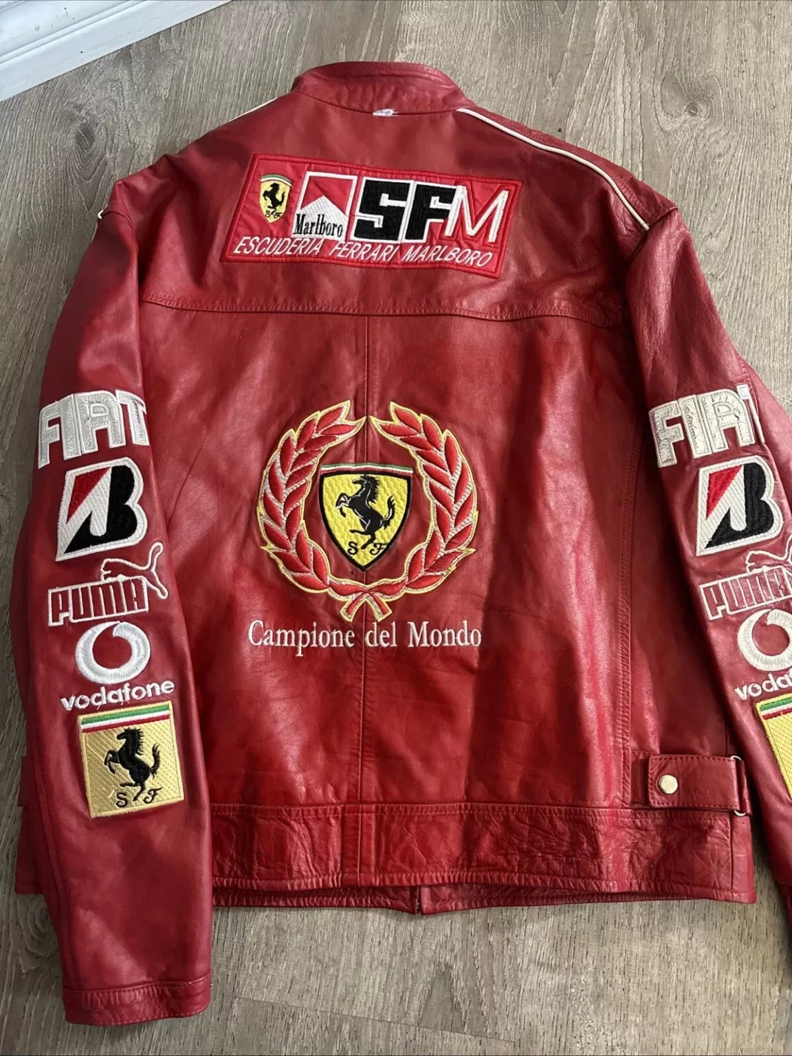 Ferrari F1 Racing Red Motorcycle Riding Gear – Cowhide Leather Biker Jacket