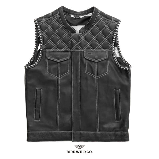 Nomad Club Style Twill Men's Motorcycle Vest - white background