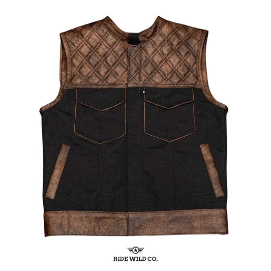Contemporary Rider Men Canvas Biker Vest - white background