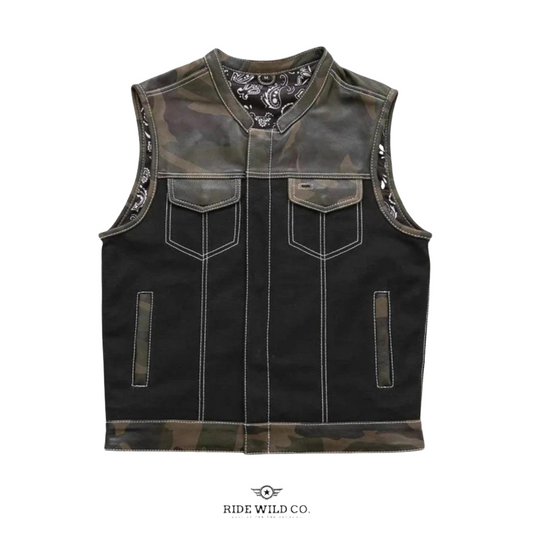 Infantry Men's Canvas Biker Vest - white background