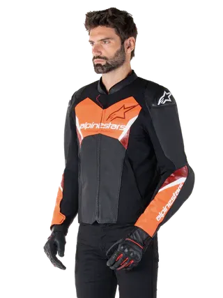 Alpinestars Faster V3 Airflow Leather Jacket – Black/Red Fluo Premium Motorcycle Gear