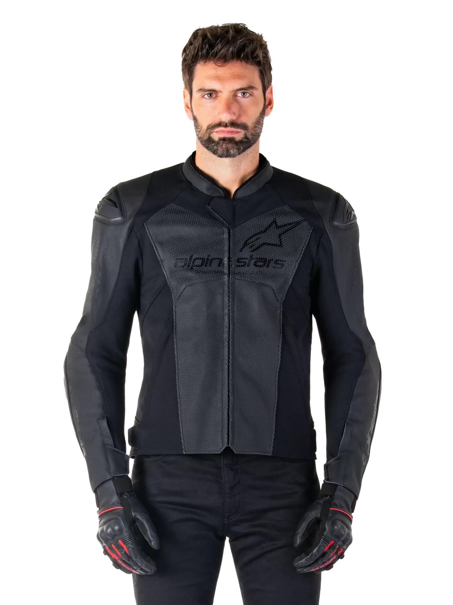 Alpinestars Faster V3 Airflow Leather Jacket – Black/Black Premium Motorcycle Gear