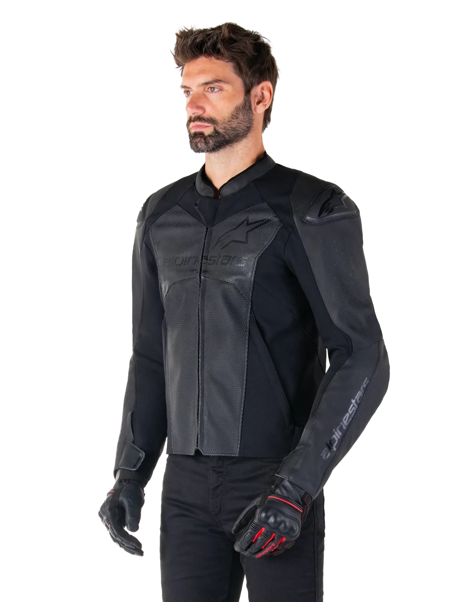 Alpinestars Faster V3 Airflow Leather Jacket – Black/Black Premium Motorcycle Gear