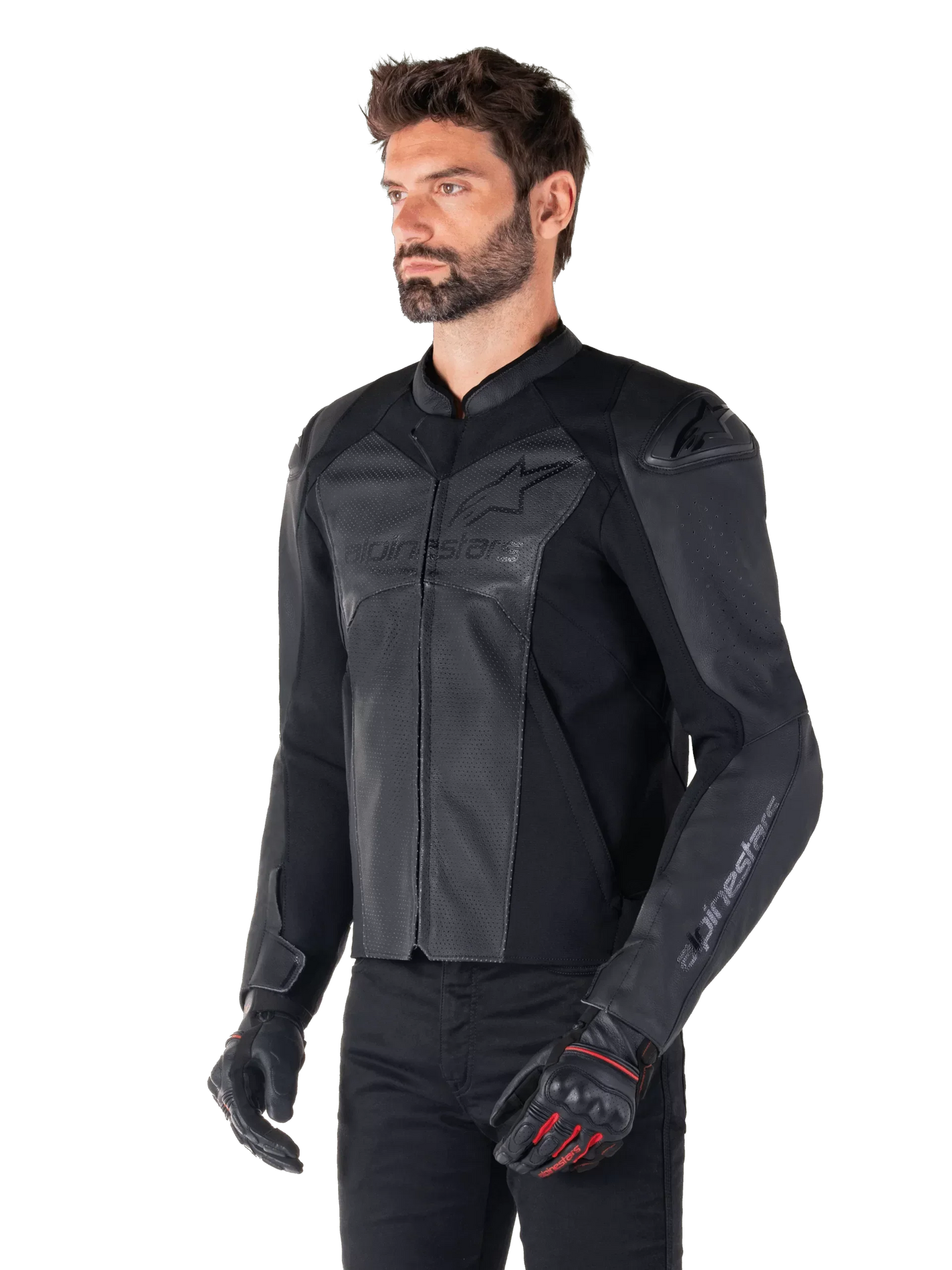 Alpinestars Faster V3 Airflow Leather Jacket – Black/Black Premium Motorcycle Gear