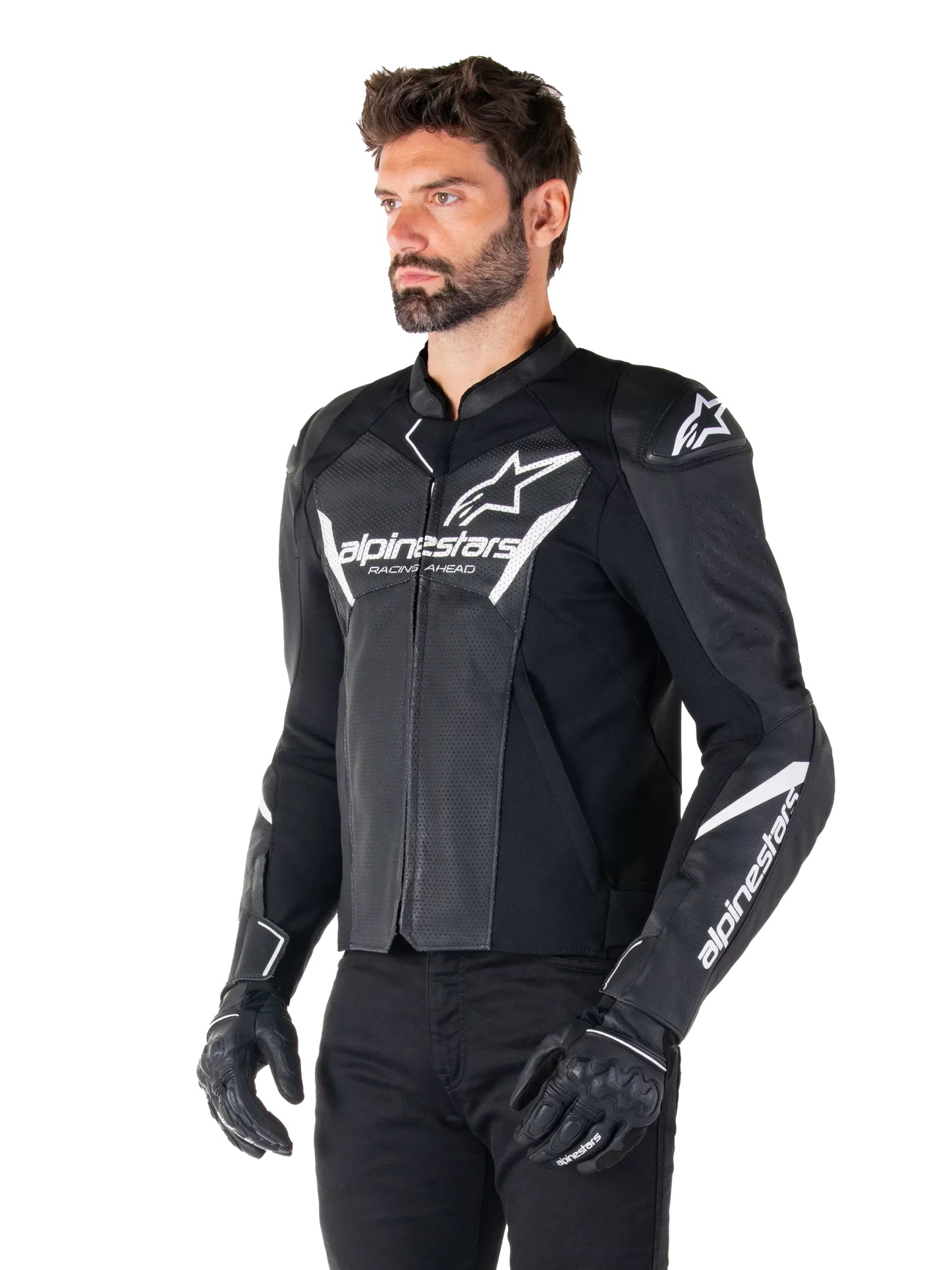 Alpinestars Faster V3 Airflow Leather Jacket – Black/White Premium Motorcycle Gear