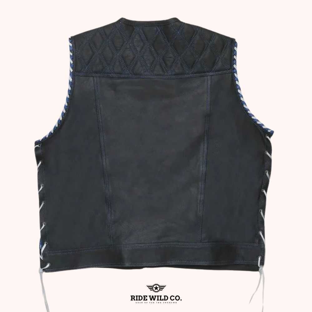 Whaler Blue Men's Leather Club Vest - back