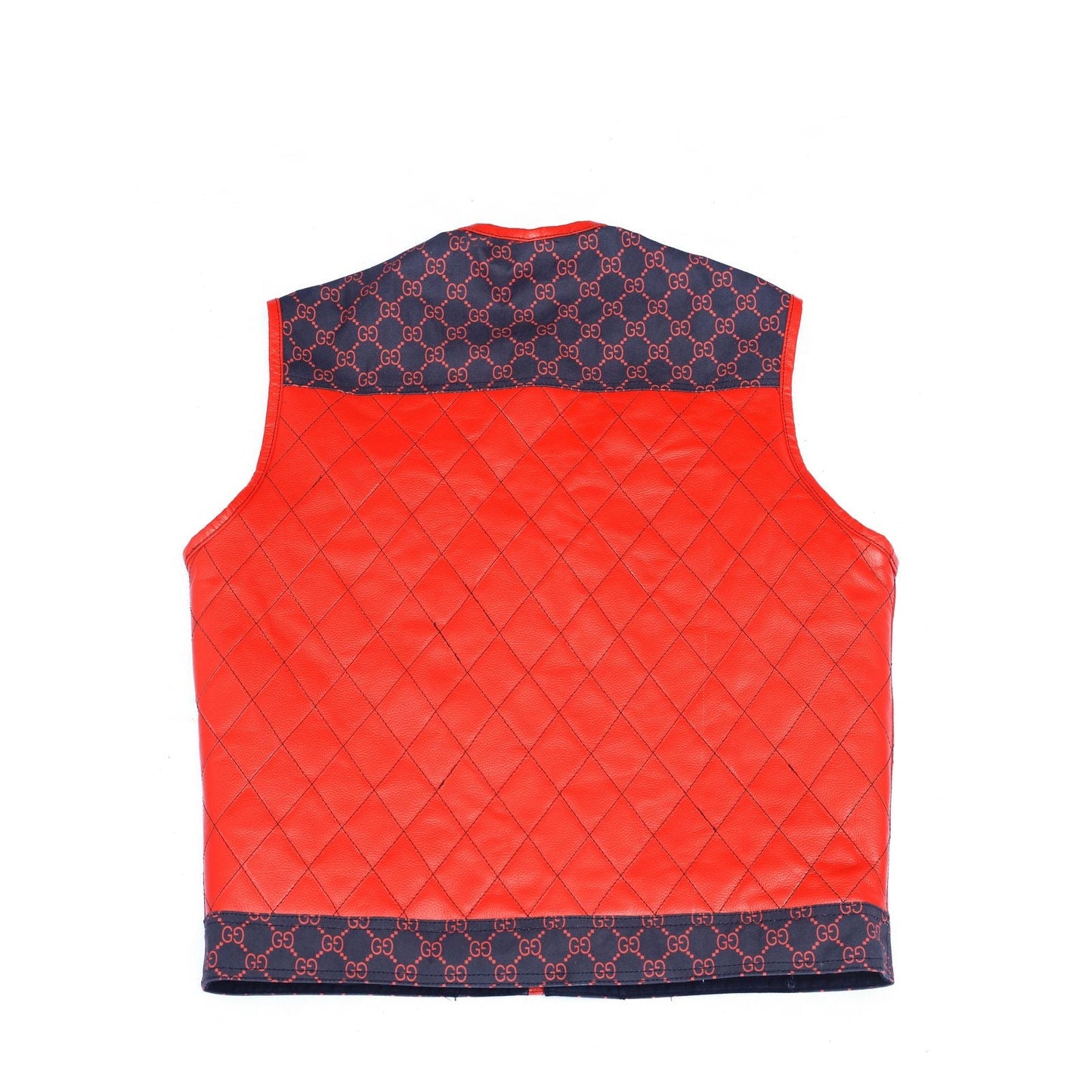 G*cci
 Canvas with Red Leather Diamond Stitching