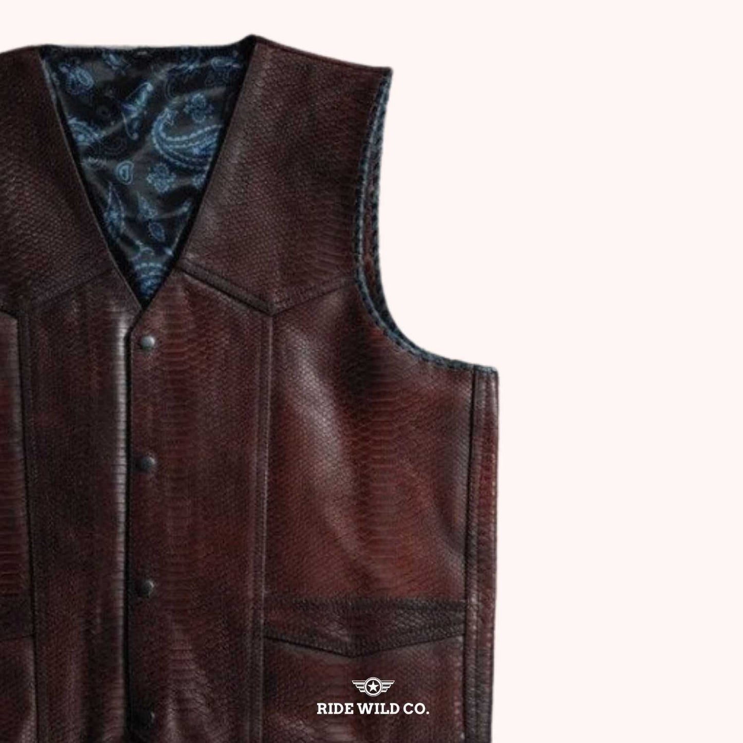 Distressed Maroon Red Cowboy Leather Vest