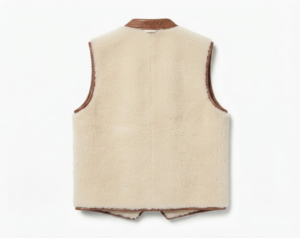 Men’s Cowhide Leather Vest  Brown & White HairOn Hide Western Style Vest