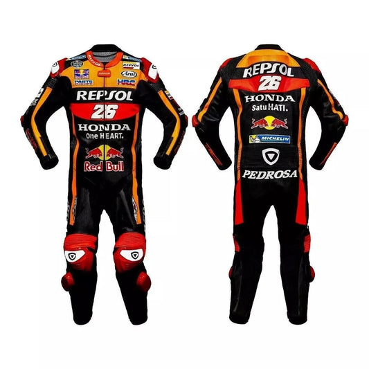 Honda Repsol Motorcycle Riding Gear Genuine Cowhide Leather Biker Suit