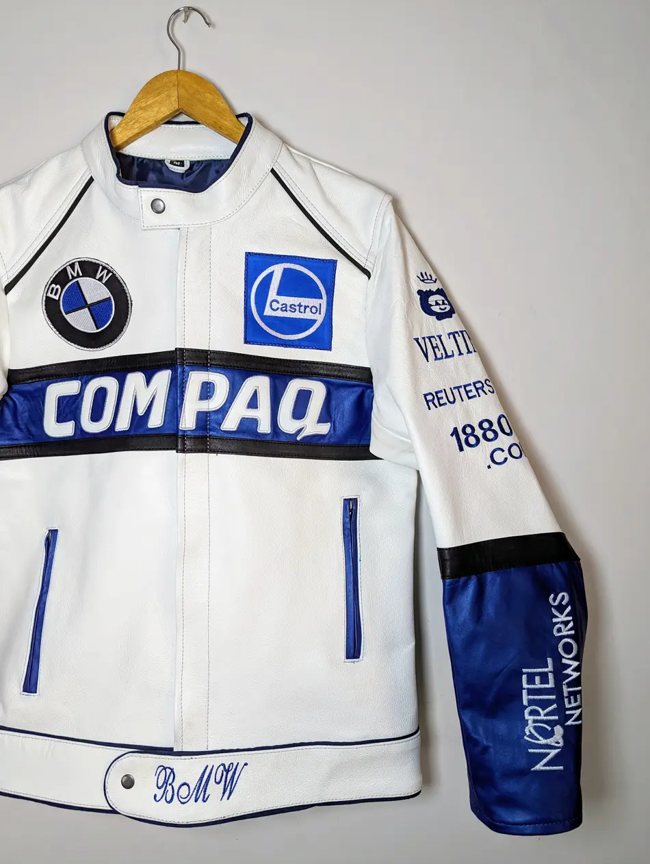 BMW Compaq Racing Leather Jacket – Real Leather Motorsport Jacket - Casual Streetwear