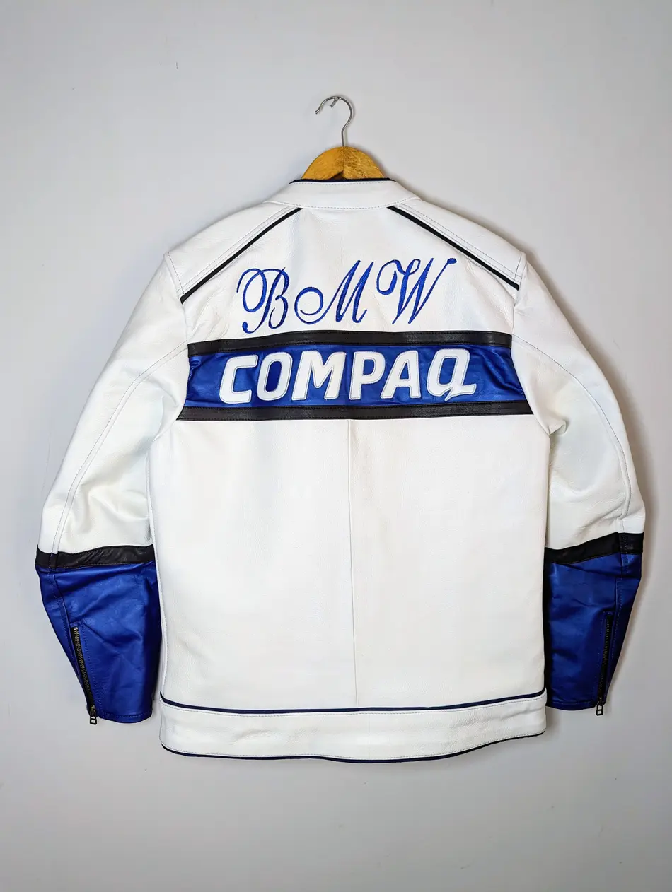 BMW Compaq Racing Leather Jacket – Real Leather Motorsport Jacket - Casual Streetwear