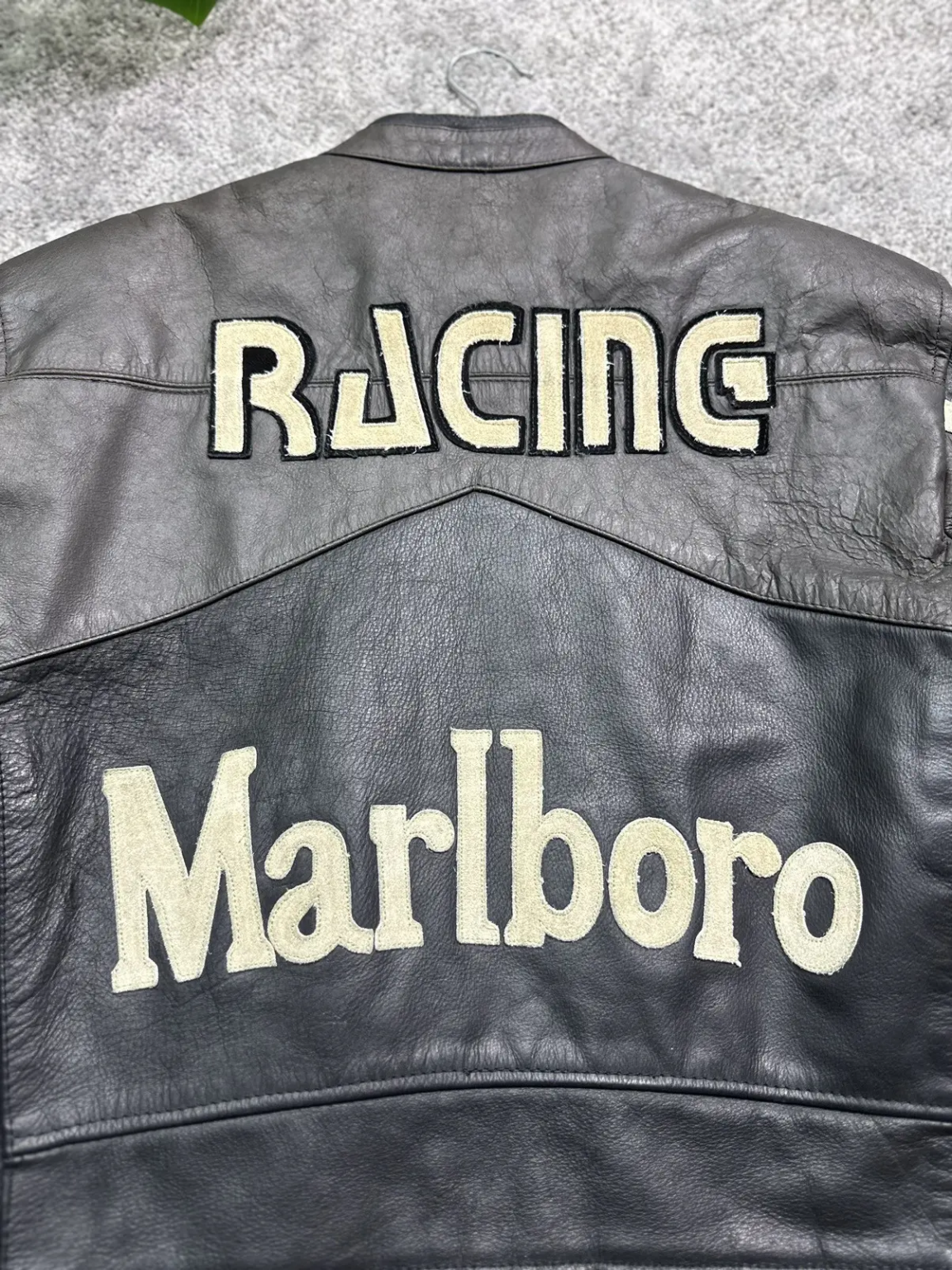 Marlboro Black Racing Motorcycle Leather Jacket – Premium Cowhide Biker Gear