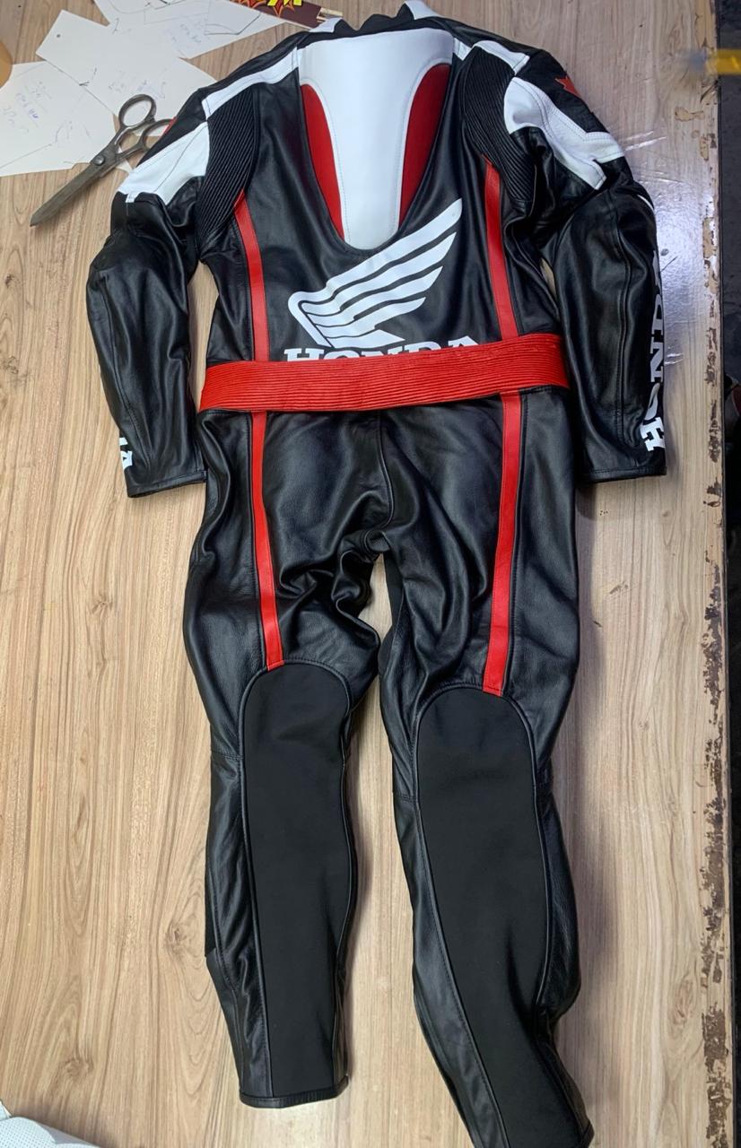 Honda Racing Leather Motorcycle Riding Gear Cowhide Leather Biker Suit