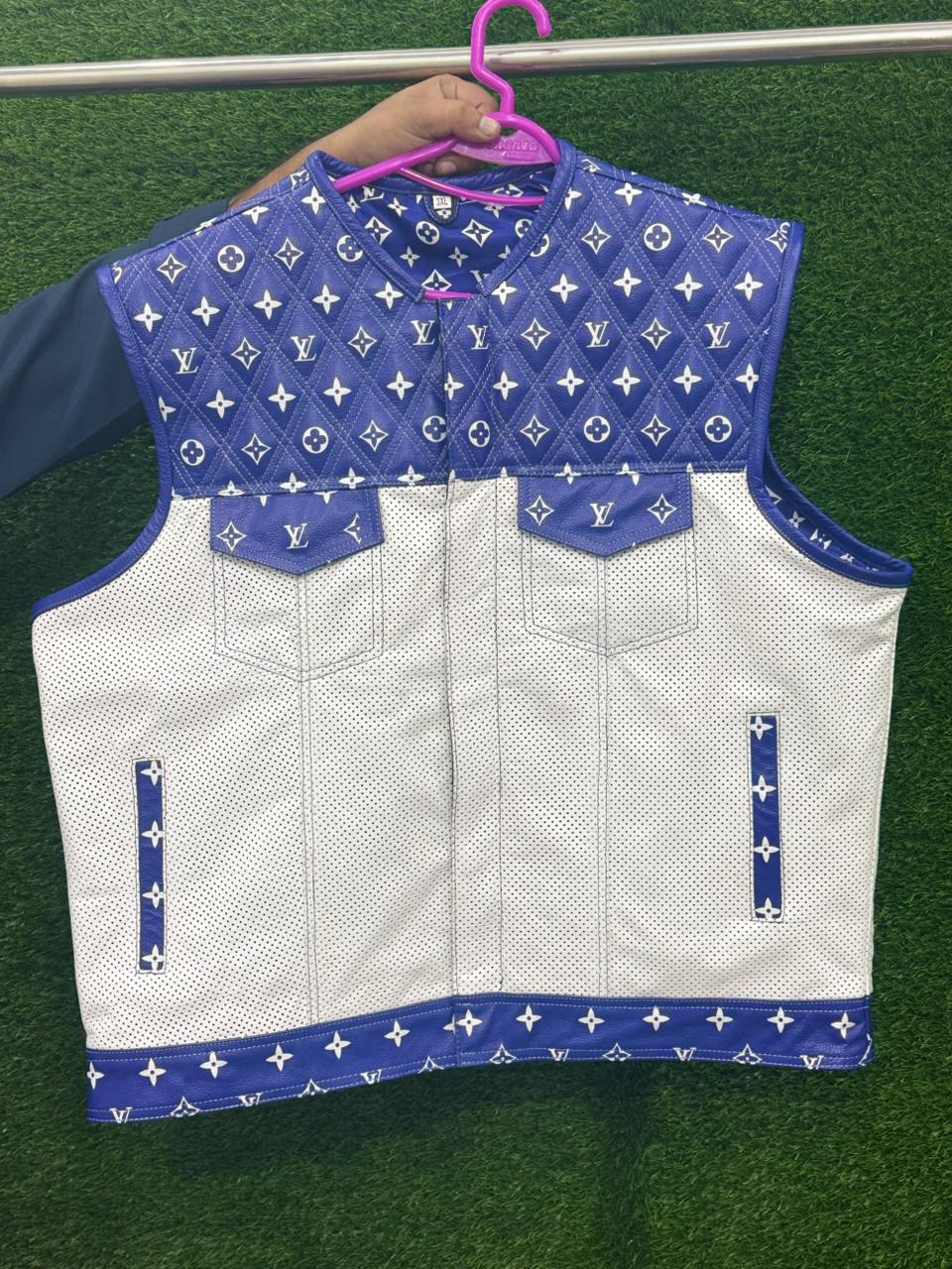 Lo*uis Vuit**n Premium Branded perforated Leather Biker Vest