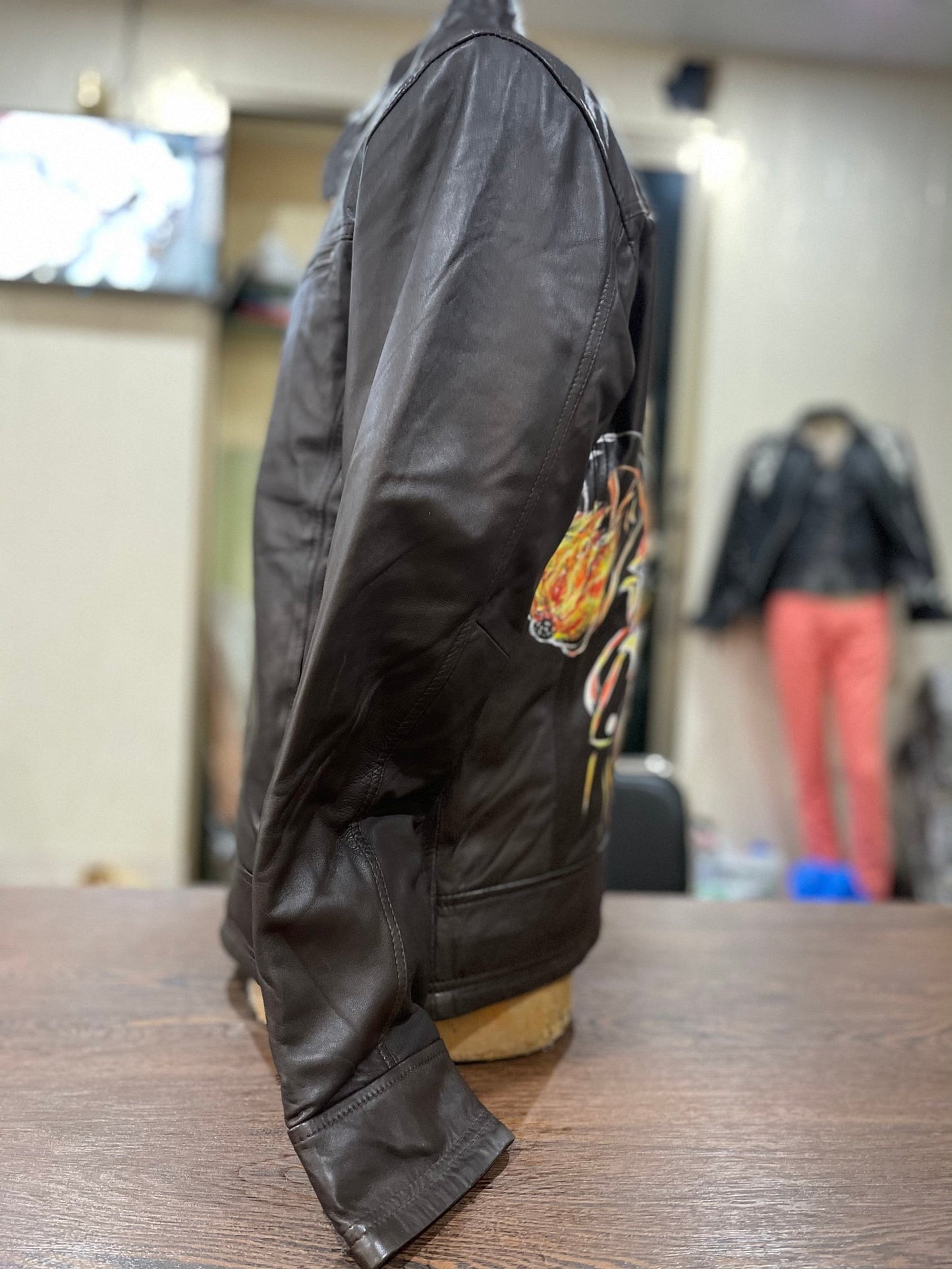 Leather Jackets, Mens Jacket, Motorbike Leather Mens Jacket, Biker Printed Jacket, Sheep Leather Original Leather Jacket, Coat Large Size