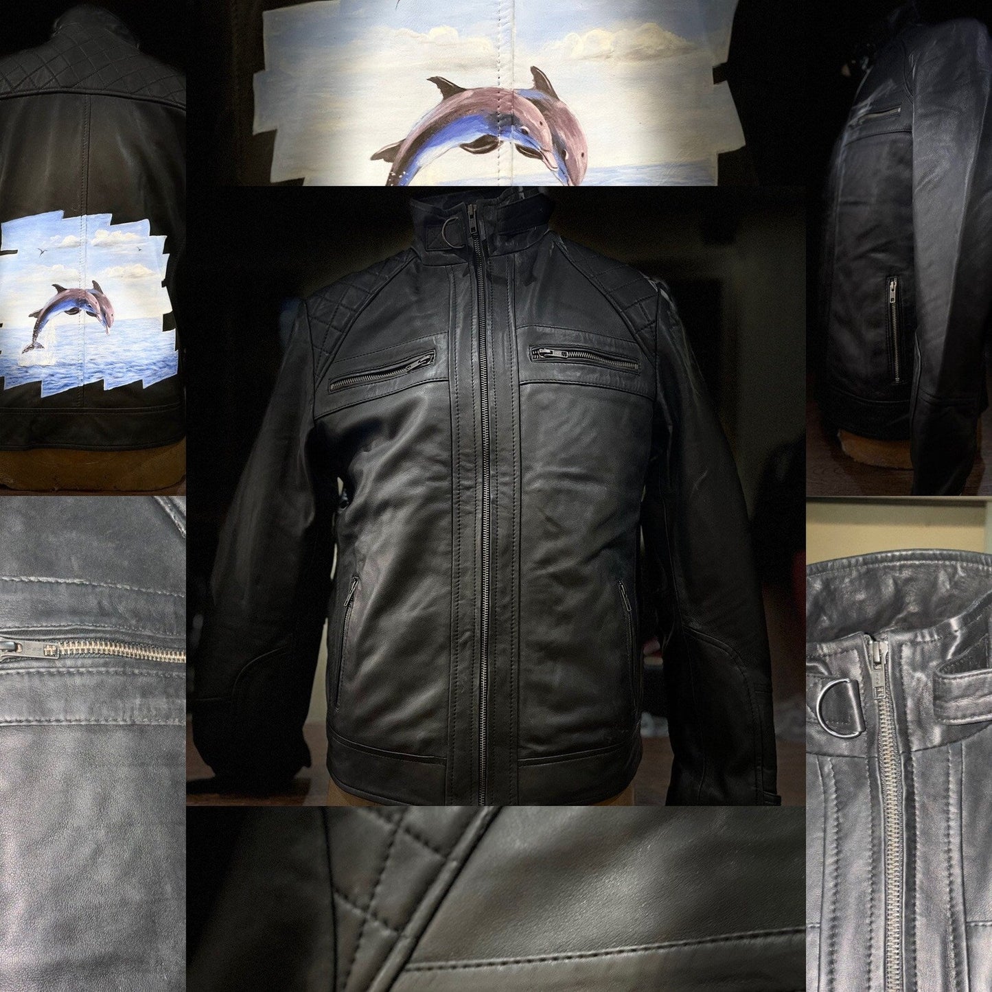 Leather Jackets, Mens Jacket, Motorbike Leather Mens Jacket, Biker Printed Jacket, Sheep Leather Original Leather Jacket, Coat Large Size1