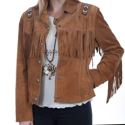 Fringe Suede Women's Jacket, Fringe Western Vintage Jacket Ladies Leather Jacket, Genuine Suede Leather, Western Jacket.