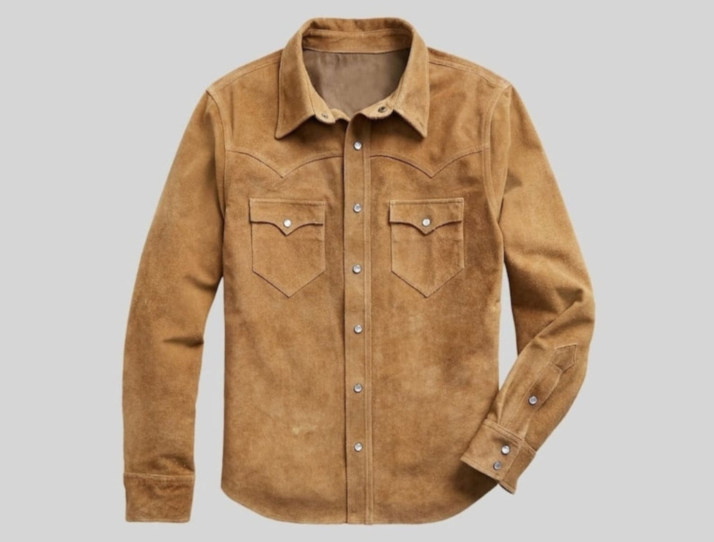 Men Suede Trucker Jacket Vintage Apparel Real Suede Leather Scully Western Shirt Tan Trucker Cowboy Shirt , Gifts For Him Gifts For Men