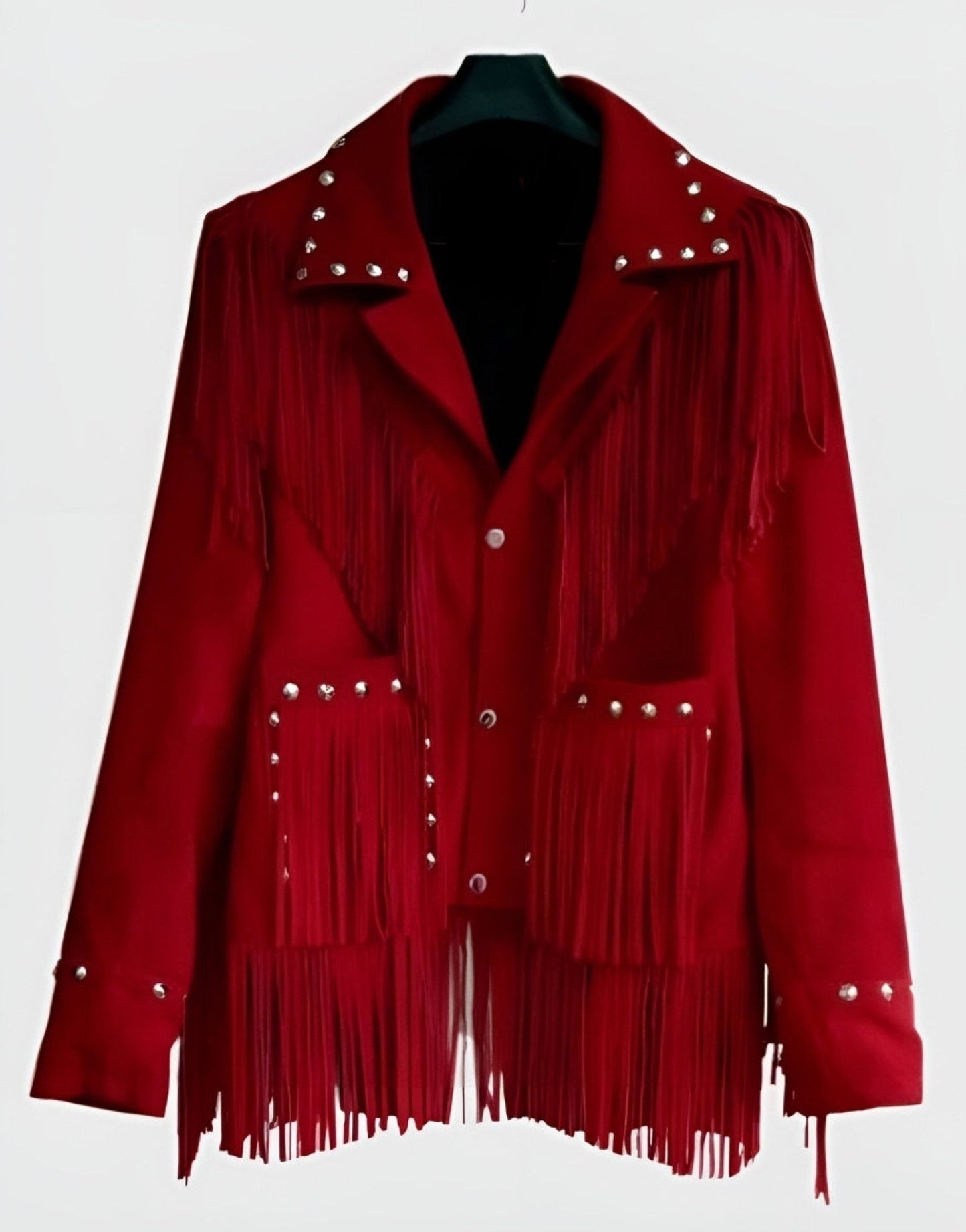 Women's Western Jacket Vintage Fringe Leather Jacket - Ladies Leather Jacket - Red Handmade Suede Leather Jacket Fringe Jacket