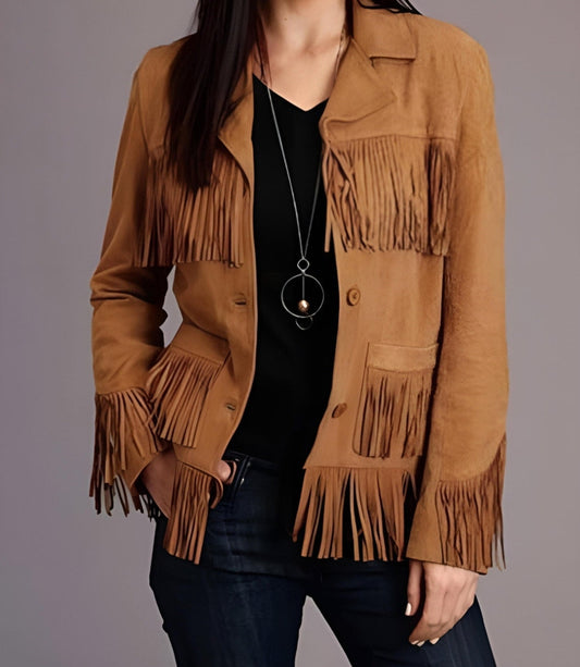 Fringe Suede Women's Jacket ,Fringes Western Vintage Jacket Ladies Leather Jacket, Genuine Suede Leather, Western Jacket, Gifts For Women