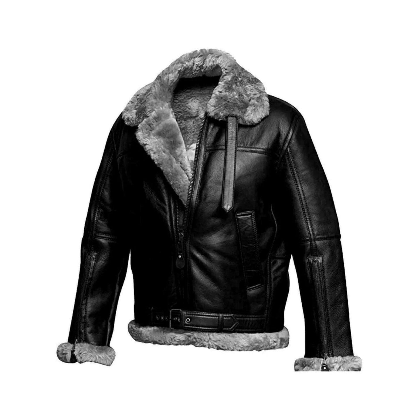 Men's New Real Leather Aviator Bomber Jacket RAF Aviator Genuine Leather Shearling Handmade Flight Fur Brown & Gray Bomber Jacket