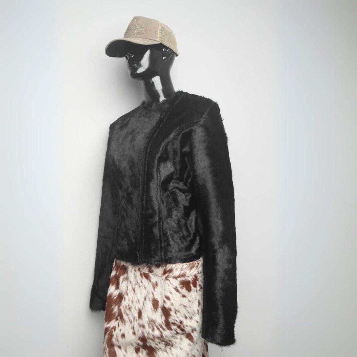 Western Cowhide Hair on Hide Jacket Collarless Women's Cowgirl Style Hair on Leather Cowgirl Jacket - Women's Western Wear Fashion2