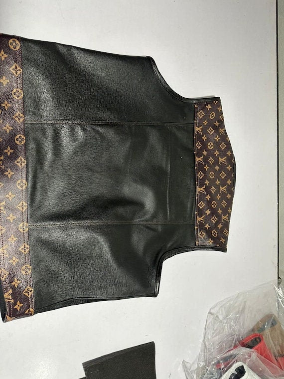 Leather Vest Men's Hunt Club Brown Wax  Black Paisley Leather Build Denim Style Rider Motorcycle Leather Vest Men Vest