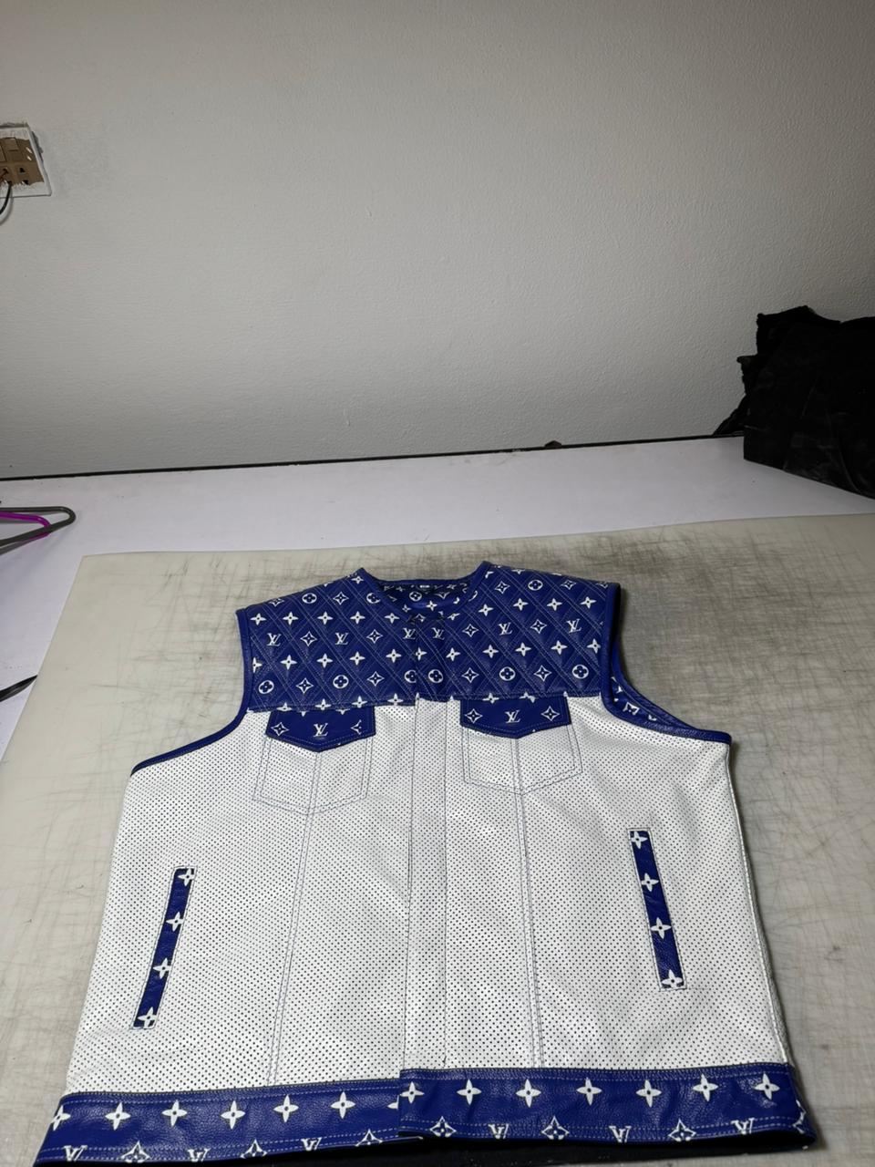 Lo*uis Vuit**n Premium Branded perforated Leather Biker Vest