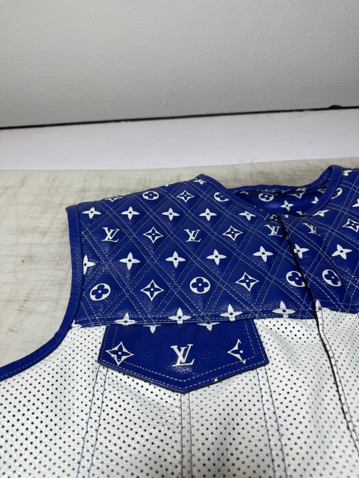 Lo*uis Vuit**n Premium Branded perforated Leather Biker Vest